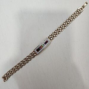 Gorgeous Vintage Louis Stern Gold Plated Bracelet With Rainbow Gemstones